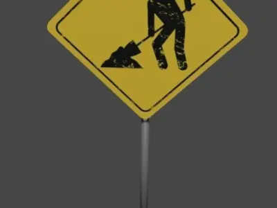 building site sign Low-poly 3D model