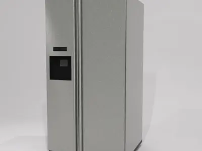 90cm wide stainless steel American fridge freezer Low-poly 3D model