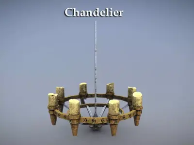 Chandelier wooden in sky Low-poly 3D model