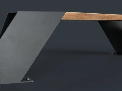 Modern Outdoor Bench 5 PBR Game Ready Low-poly 3D model