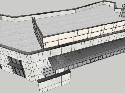 glass office building with furniture  3D model