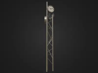 Modern outdoor pole clock Low-poly 3D model