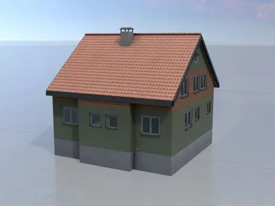 Modern single-family house version 6 L Low-poly 3D model