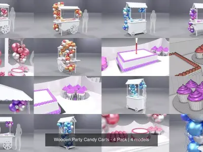 Wooden Party Candy Carts - 4 Pack