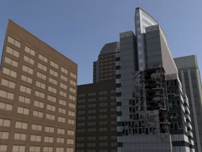 Low poly buildings Low-poly 3D model