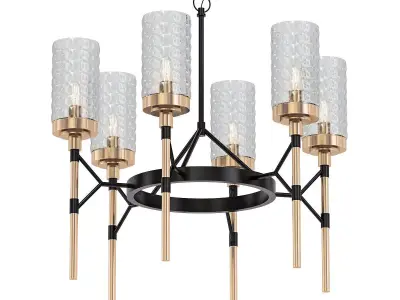 Aspiring chandelier with gold and glass shades 3D model