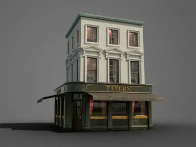 Old Pub Low-poly 3D model
