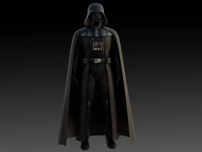 Darth Vader Armored Villain 3D Model Rigged Game-Ready Low-poly 3D model