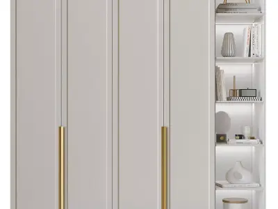Wardrobe 5 with gold handles 3D model
