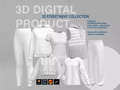 Female Street Wear Collection 3D model