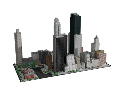 City Downtown Skyscraper Low-poly 3D model