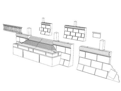 Modular embankment Low-poly 3D model