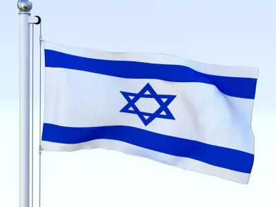 Animated Israel Flag Low-poly 3D model