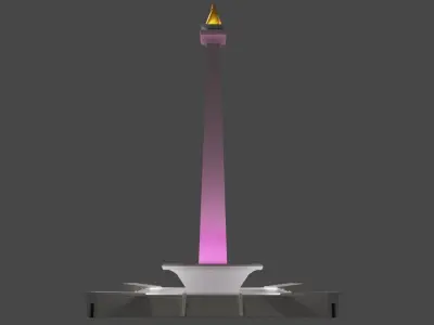 Monas indonesian monument with light on top Low-poly 3D model