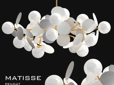 Matisse collection circular chandelier with gold balls 3D model