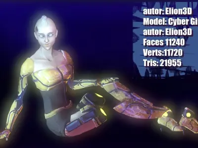 Cyber Girl Low Poly model Low-poly 3D model