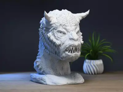 Demon creature Headphone Stand  Cyborg Headset Stand 3D print model