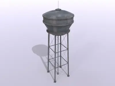 Water tower 1 Low-poly 3D model