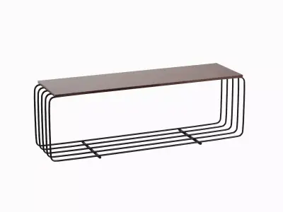 Fence Bench Set Low-poly 3D model