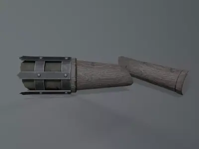 Broken Medieval Torch - Game Ready Low-poly 3D model