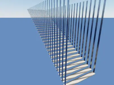 Stair01 triangle made of metal and wood Low-poly 3D model