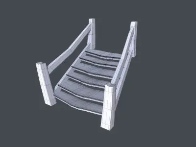 House wooden on platform Low-poly 3D model