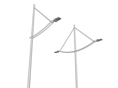 Group of 2 Light Poles - Lamp Posts 02 3D model