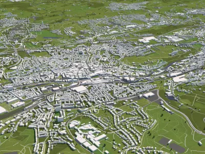 Wuppertal Germany 50x50km 3D City Map 3D model