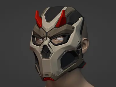 CYBER ONI - cosplay mask - DIGITAL STL FILE for 3D printing 3D print model