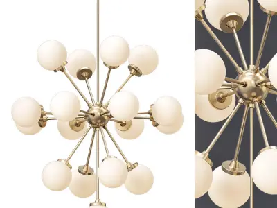 Large Italian Brass Sputnik Chandelier 3D model