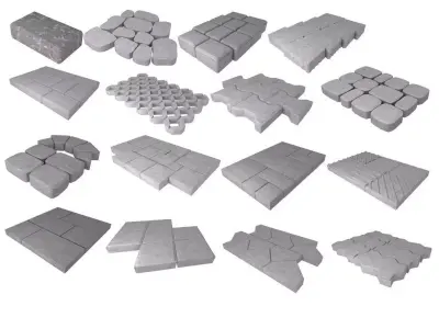 A set of stones for paths and pavement roads 3D model