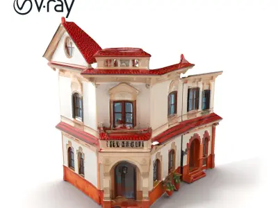 Italian Villa Baroque Elegance Architectural model pack Low-poly 3D model