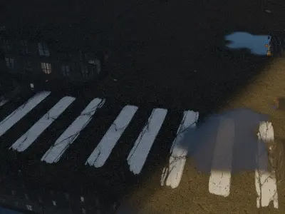 City street with realistic intersections and buildings 3D model