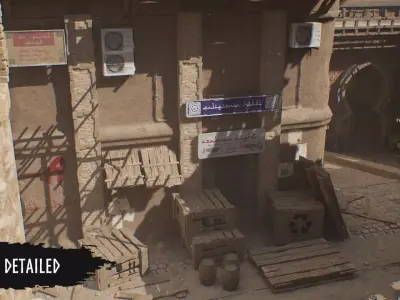 Modular Desert Town Low-poly 3D model