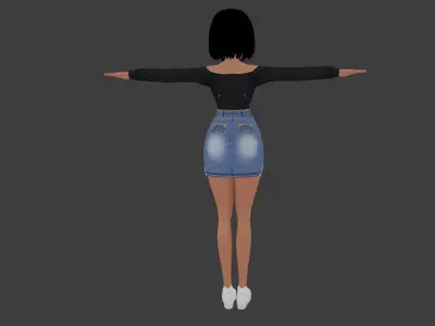 SciFi 3d anime kawaii girl character c18 Low-poly 3D model