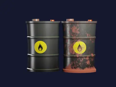 Stylized Low-poly Oil Barrel 3D Model Low-poly 3D model