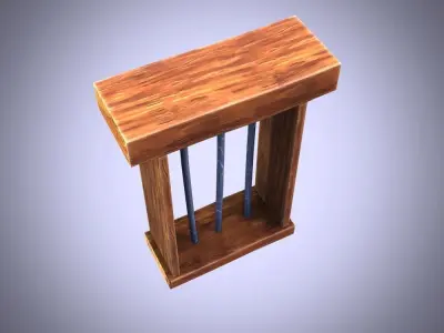 Old Toon Wooden Window Low-poly 3D model