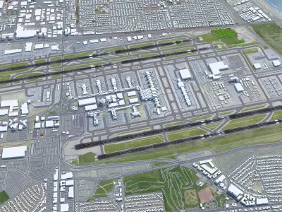 Los Angeles Airport 8km Low-poly 3D model