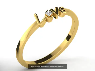 Light Weight Yellow Gold -Love Ring 3D Model Pack