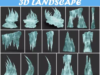 Low poly Sharp Ice Column Low-poly 3D model