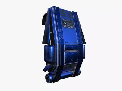 SciFi Backpack F06 Blue - Fashion Character Design Low-poly 3D model
