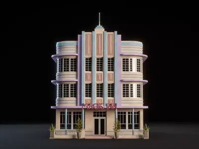 MIAMI VICE CITY ART DECO BUILDING 5 Low-poly 3D model