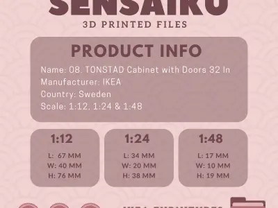 TONSTAD Cabinet with Doors 32 In for Dollhouse - IKEA - 3D Print 3D print model