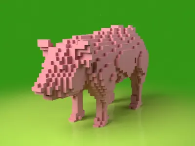 Pig Minecraft Voxel Low-poly 3D model