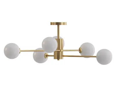 6 Light Glass Globe Ceiling Light 3D model