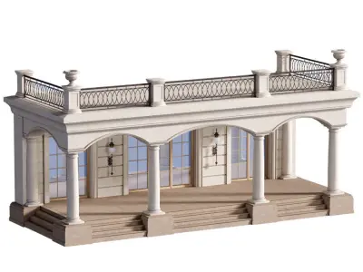 Entrance to the house porch- Facade in modern classic 3D model