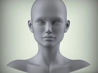 18 3D Head Face Female Character Women teenager portrait doll 3D Low-poly 3D model