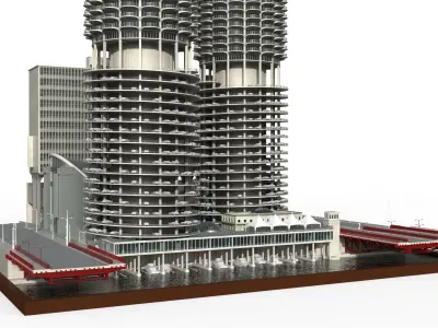 Marina city  Chicago  Low-poly 3D model