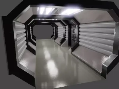 Sci-fi Corridor Retro Low-poly 3D model