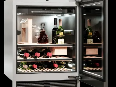 Miele-wine-units wine cooler with bottles in it 3D model